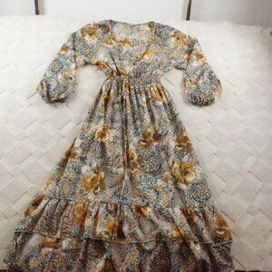 Beomo by Anthropologie Maxi Dress Womens Large Floral Paisley Print Boho